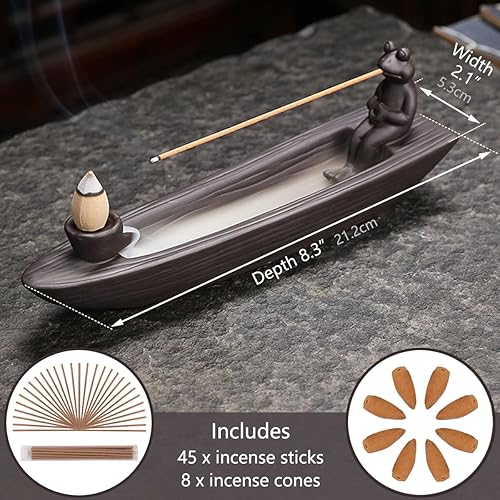 Miniatura 4 de ChangWanna Cool - Juego de soportes de incienso – quemador de incienso de conos de cerámica, fuente de humo, difusor de incienso que fluye hacia