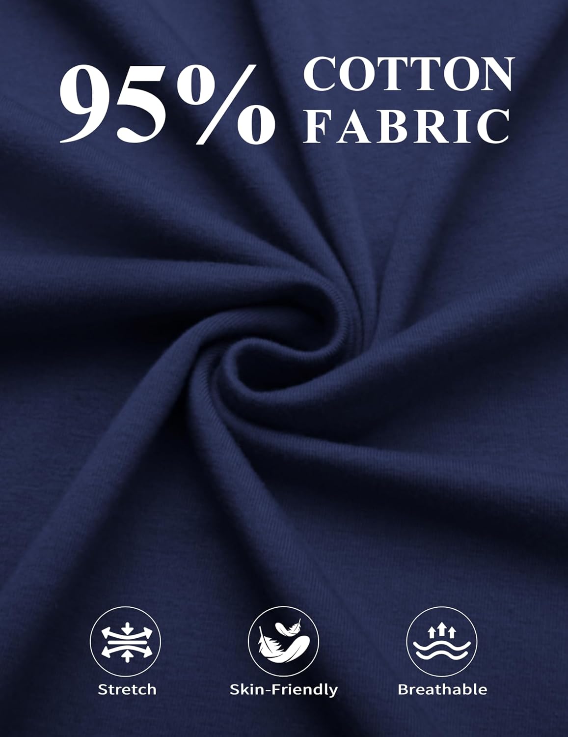 COOFANDY Mens Long Sleeve Henley Shirts Cotton V Neck Regular Fit Tshirts Athletic T-Shirts Basic Fashion Pullover Navy Blue - Image 4