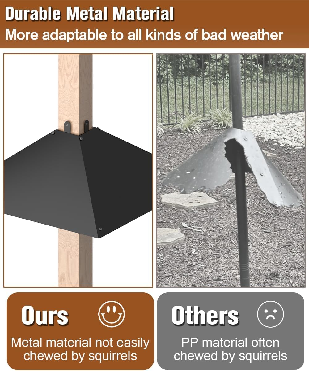 Garbuildman Deflector de ardilla de metal para postes de madera de 4 x 4, protector de comedero de pájaros a prueba de ardillas de 17 pulgadas, disuasorio al aire libre para postes de madera, 1