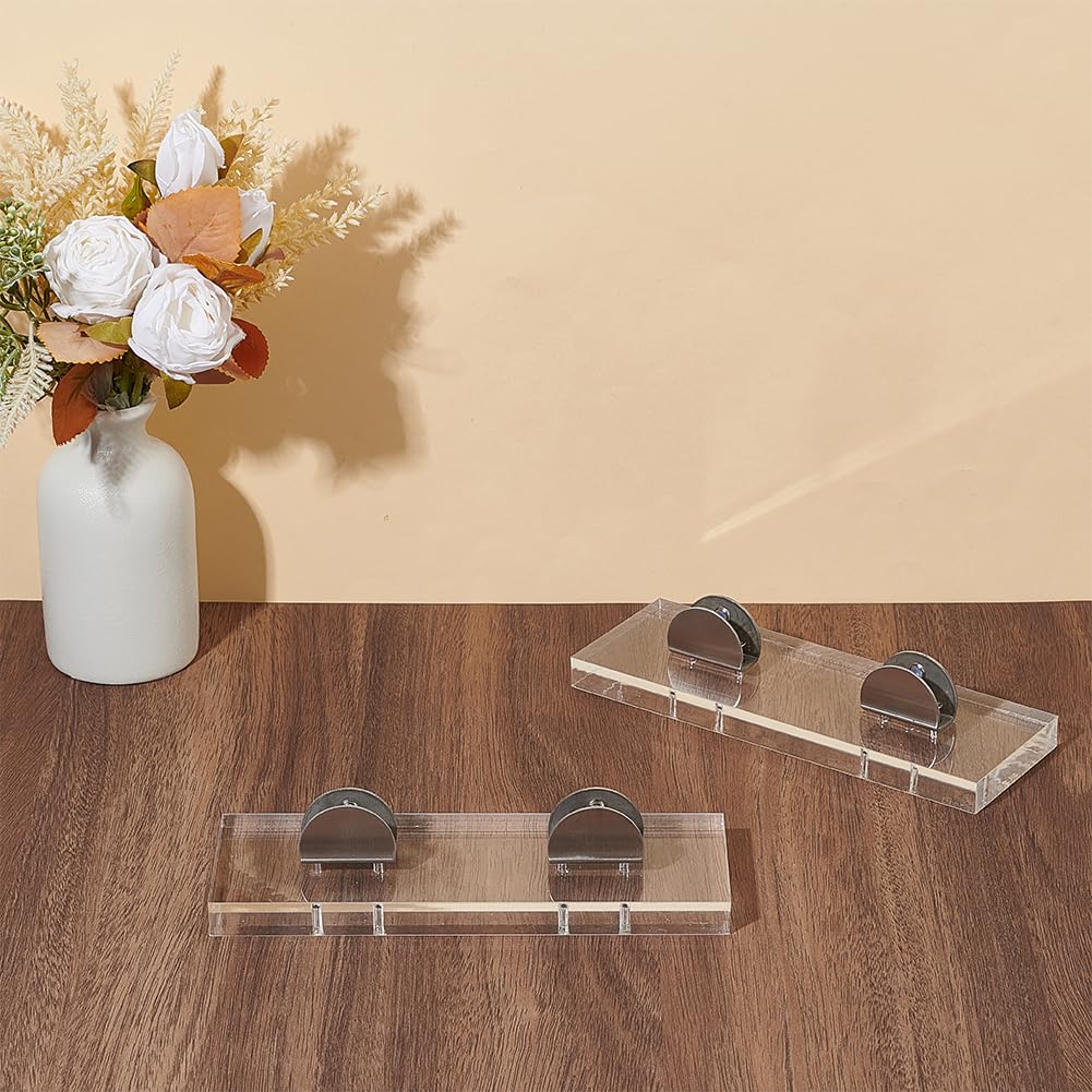 WEBEEDY Confezione da 4 espositori regolabili in vetro acrilico trasparente, per creazioni artistiche su vetro colorato, piastrelle di ceramica, targhe, immagini da collezione, 20 x 7 x 1,5 cm