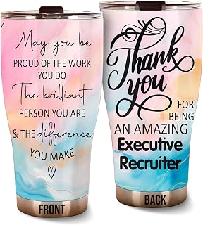 Thank You Amazing Executive Recruiter Tumbler Stainless Steel 30oz, Appreciation Gifts for Coworkers, Employees & Staffs Women, Driking Coffee Cup For Teammates Birthday Christmas