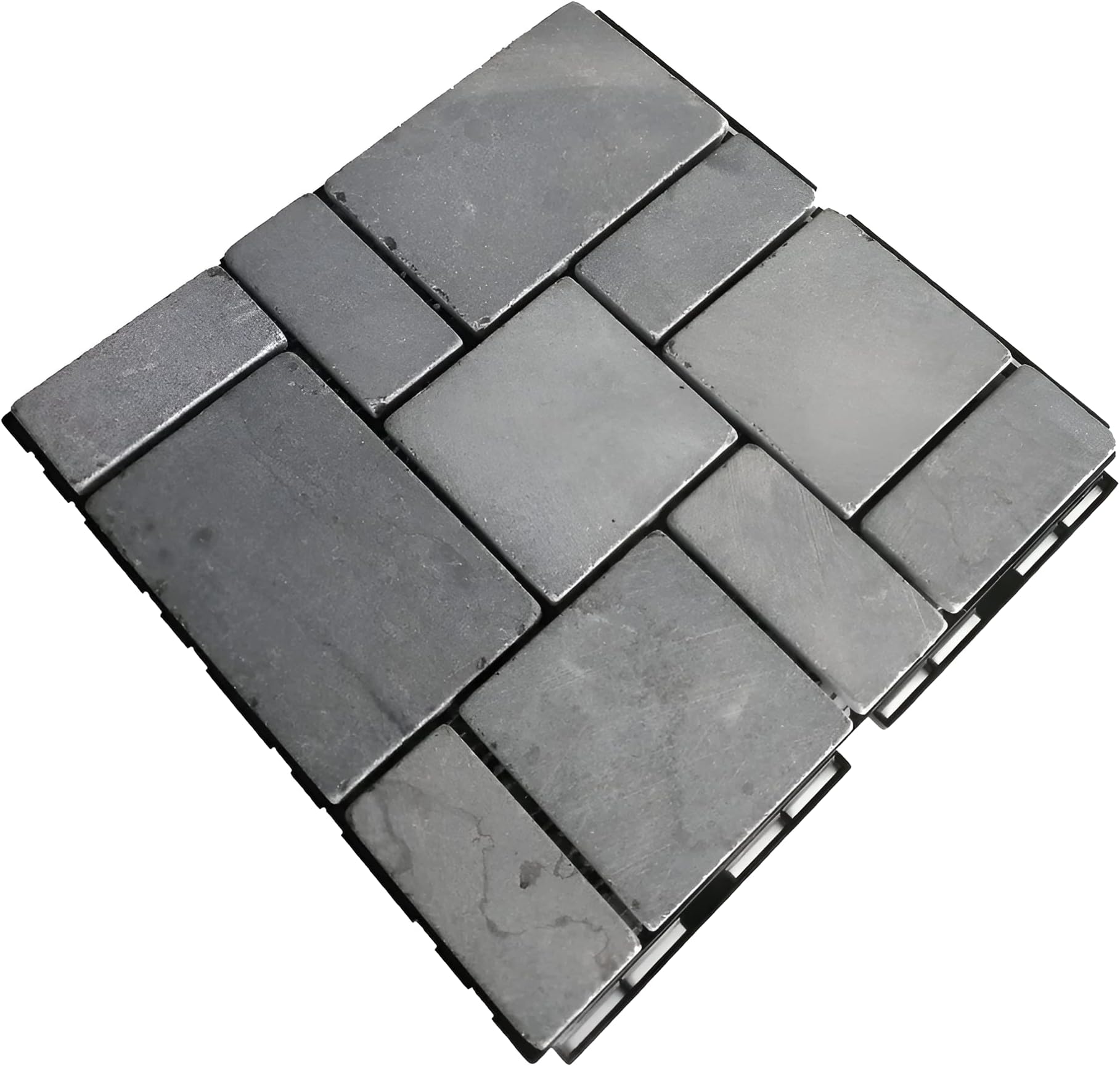 Plantex Tiles for Floor-Interlocking Stone Tiles/Garden Tile/Quick Flooring Solution for Indoor/Outdoor Deck Tile-Pack of 6 (Grey Stones)