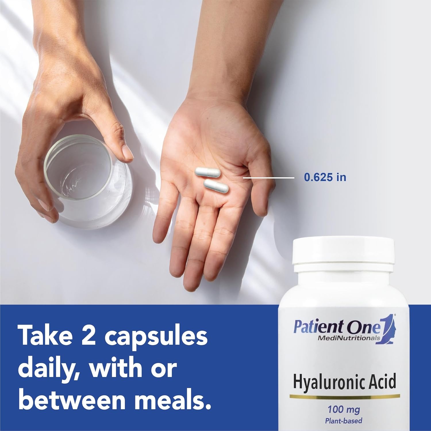 Patient One Hyaluronic Acid 100mg | Supplement to Support Hydrated, Youthful Skin and Joint Health* | 120 Capsules