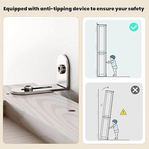 Miniatura 9 de ANCTOR Armario de Ropa, Clóset de 180 cm de Alto, Armario de Almacenamiento de Ropa de Madera con 2 Puertas y 2 Cajones, Armario Independiente