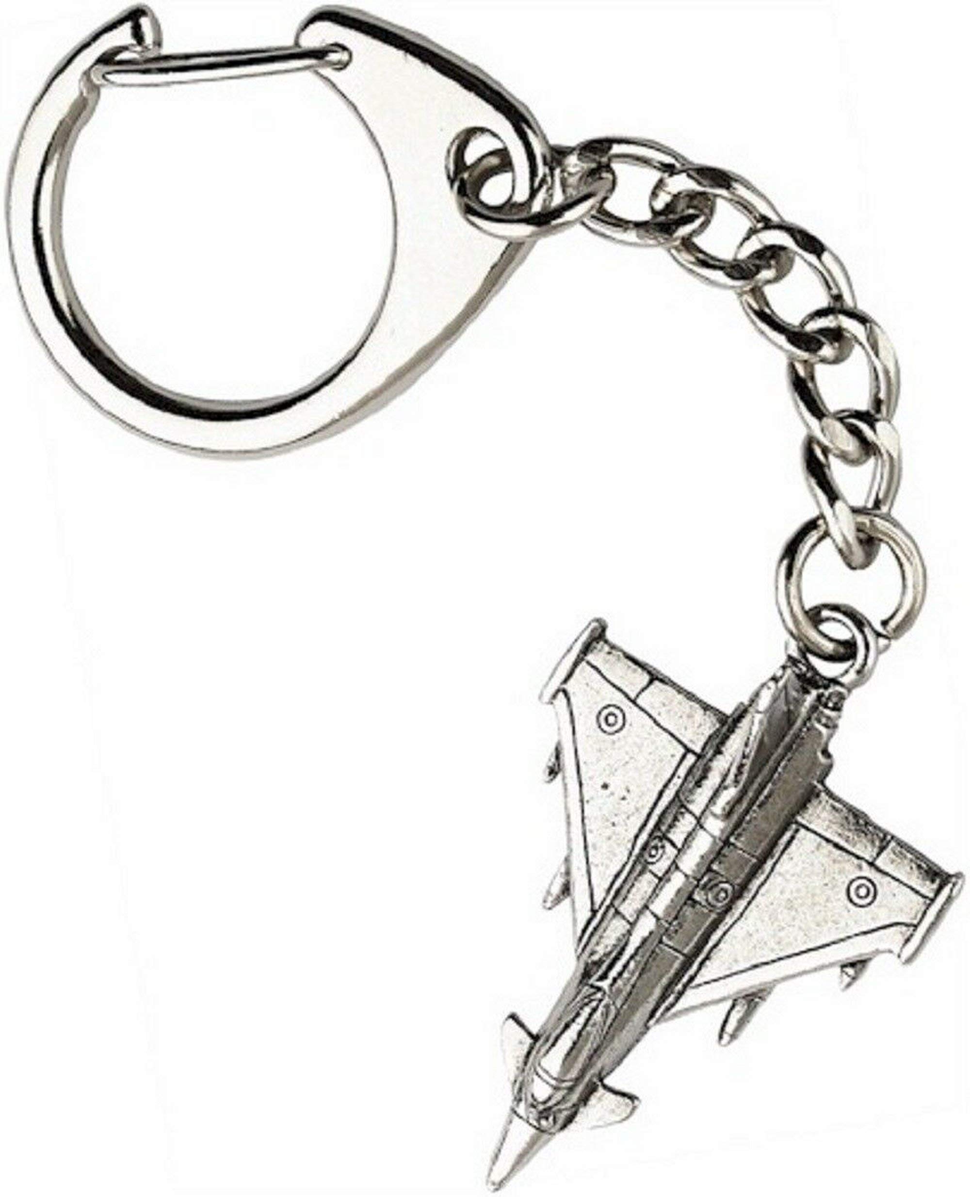 Emblems-Gifts Eurofighter Typhoon Jet Crafted from UK Pewter Key Ring (WA) + 59mm Button Badge