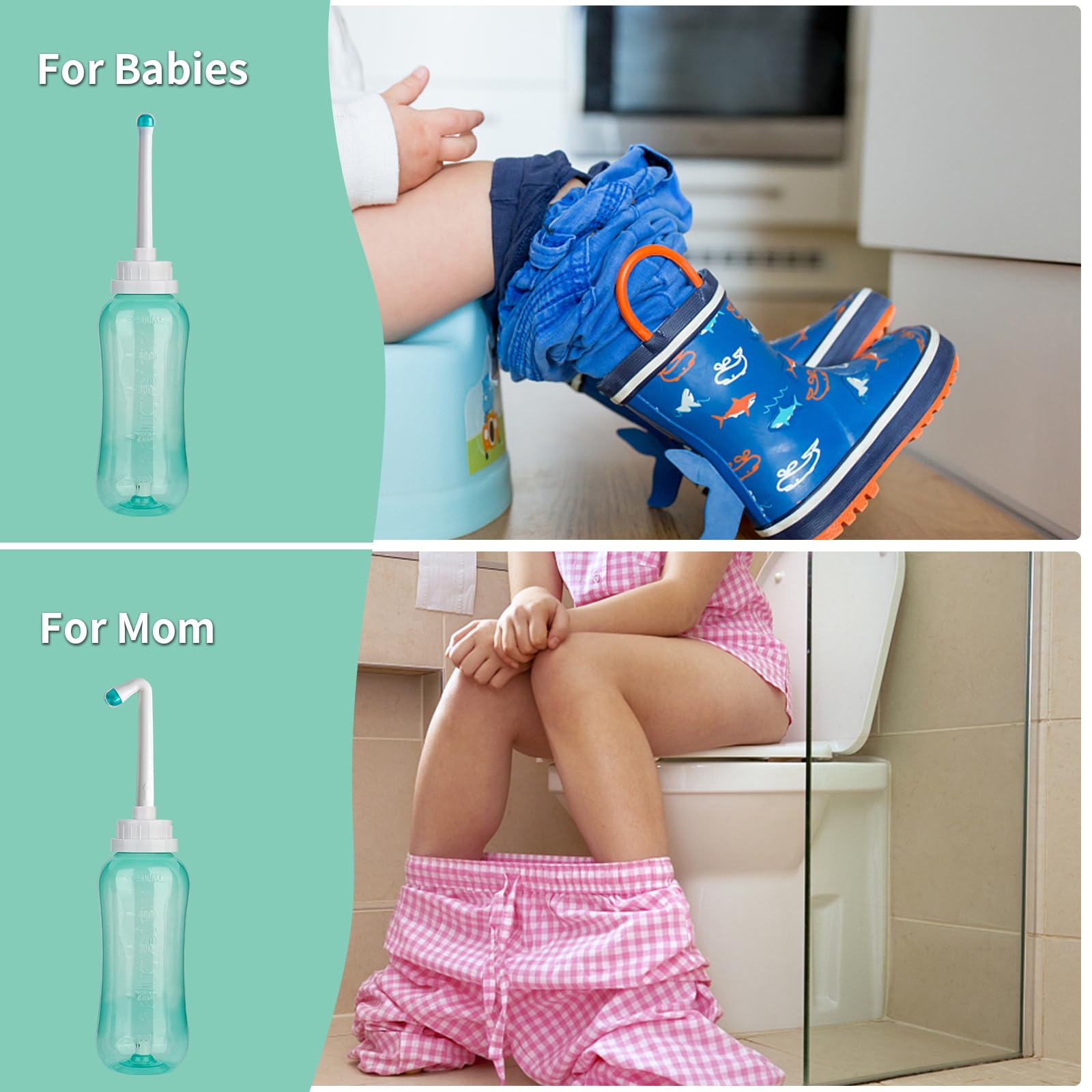 LIVE4COOL Peri Bottle for Postpartum Travel Bidet Perineal Care 16.9oz/500ml for Mom and Baby Clean,Portable Squeeze Bottle with 2 Rinse Tubes for Baby Female Menstruation Cleaning Lochia Hemorrhoids