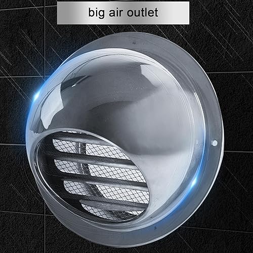 Miniatura 5 de Campana extractora de tubo de escape, cubierta redonda de salida de ventilación de pared, tapa de chimenea de acero inoxidable 304, rejilla de