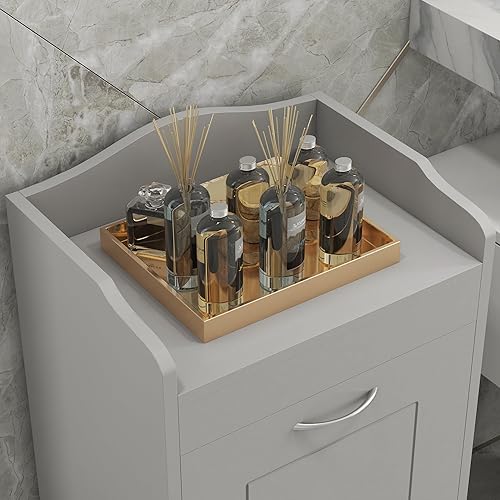 Miniatura 6 de HOMCOM Cesta de lavandería inclinable de 31 pulgadas, cesta organizadora independiente para el hogar, gabinete de almacenamiento de baño, gris