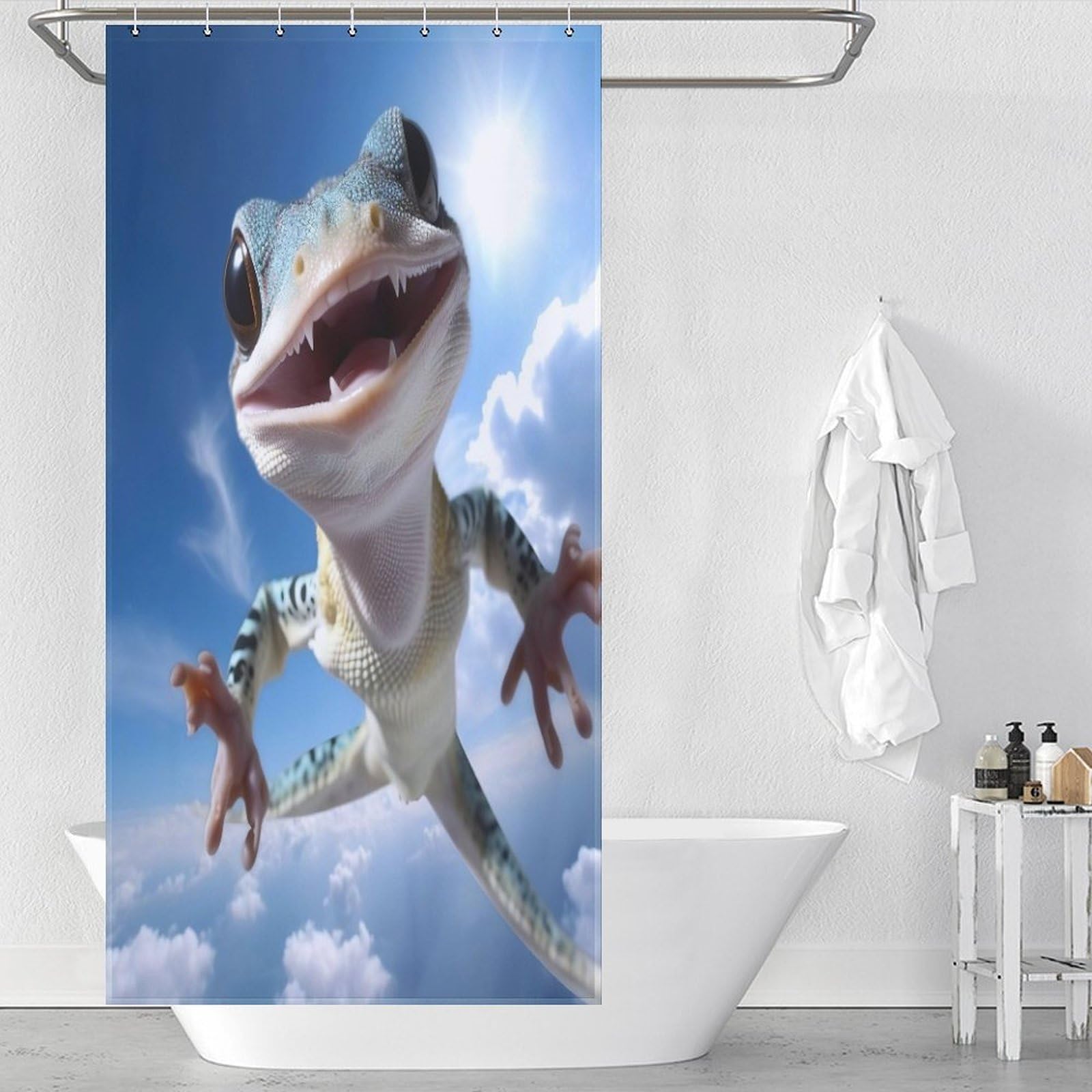 Rideau de douche polyester imperméable caméléon de haute qualité avec 12 crochets inclus