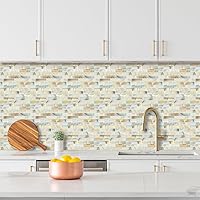 Vista 11 de YOFUN 10-Sheet Thicker Peel and Stick Back Kitchen Backsplash Marble Look Decorative Tiles 12"x12