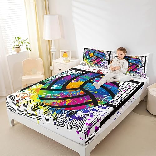 Miniatura 6 de Erosebridal Juego de ropa de cama de pelota de voleibol, tamaño individual, juegos de voleibol, juego de ropa de cama deportiva para niños, niñas,