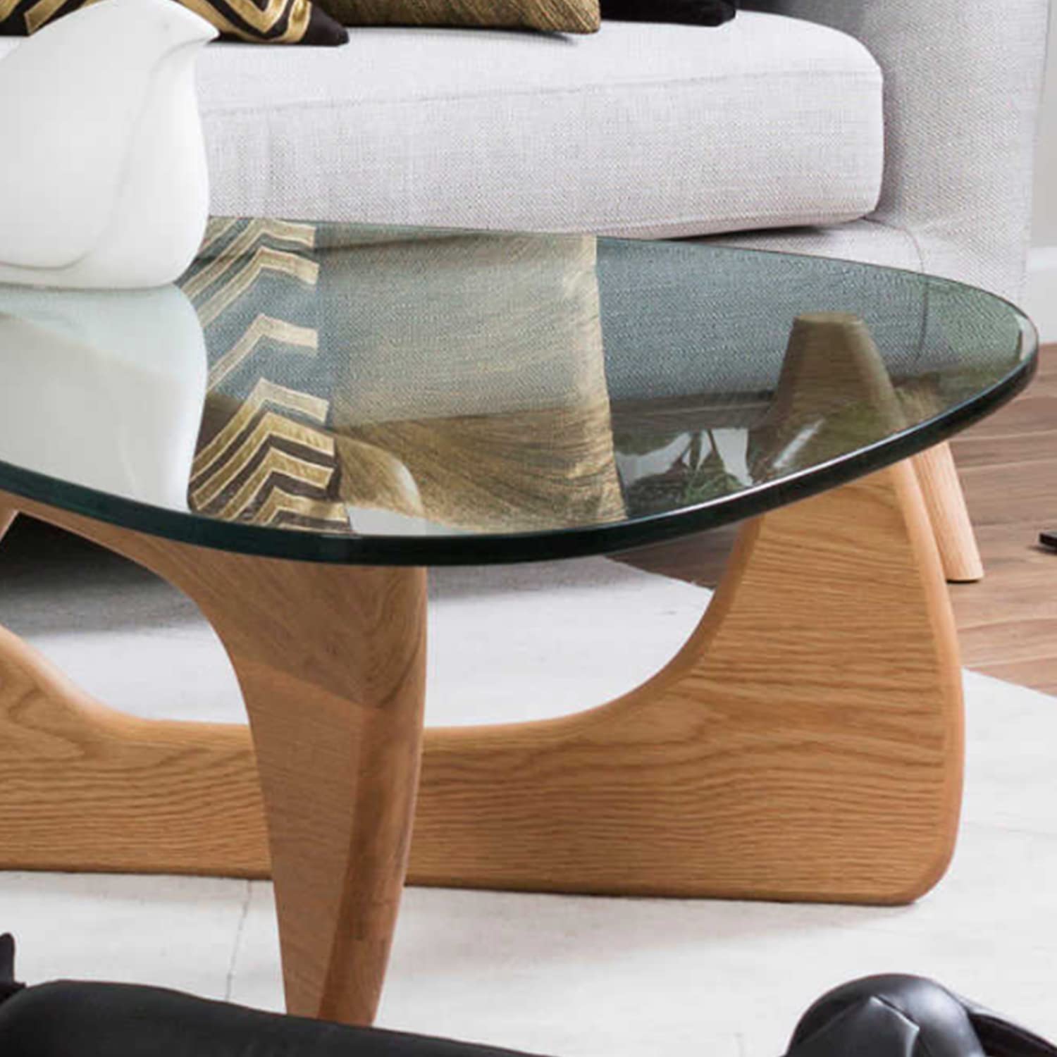 Mid Century Table Triangle Vintage Glass End Table, Glass