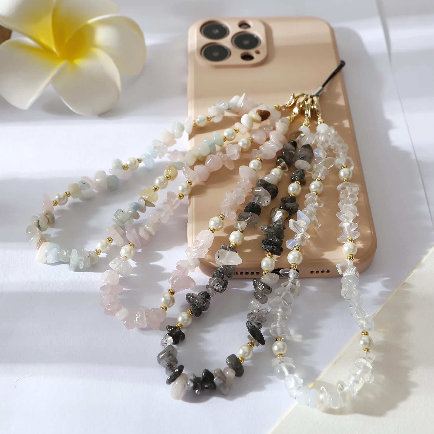 Cadena Para Teléfono Móvil De Piedra Triturada Y Cristal - Diseño Multicolor, Longitud Ajustable
