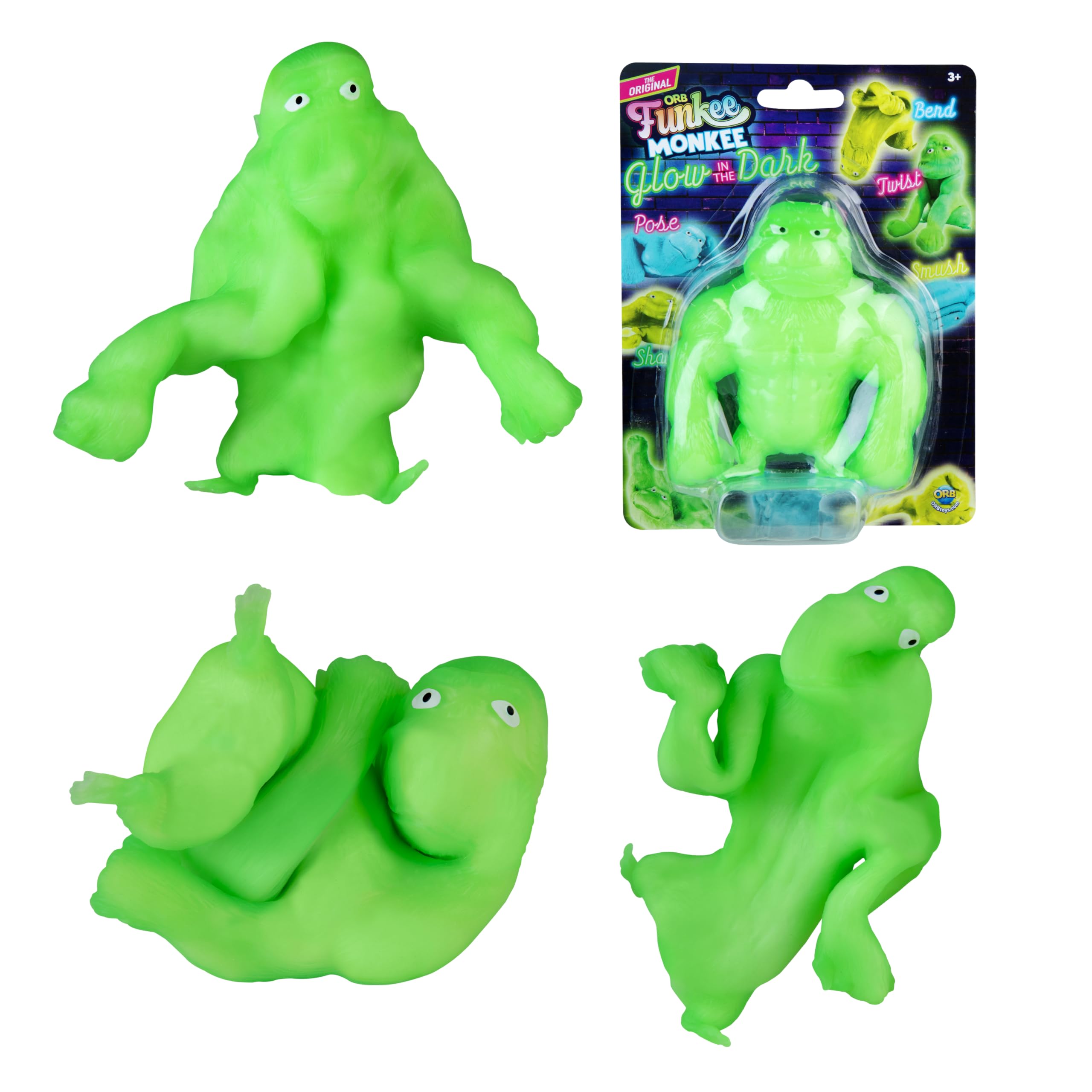 Amazon.com: ORB Funkee Monkee Squishy Monkey Mega Glow 3 Pack