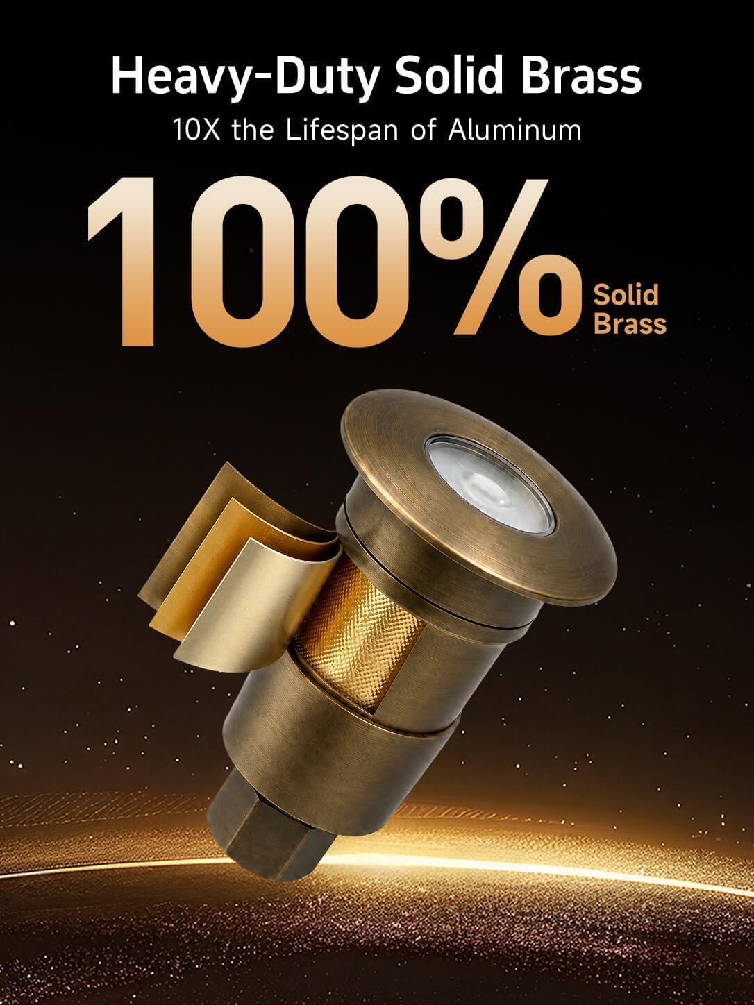 Gardenreet Mini Brass Low Voltage Well Light, 12V IP65 Drive-Over, 12 Pack