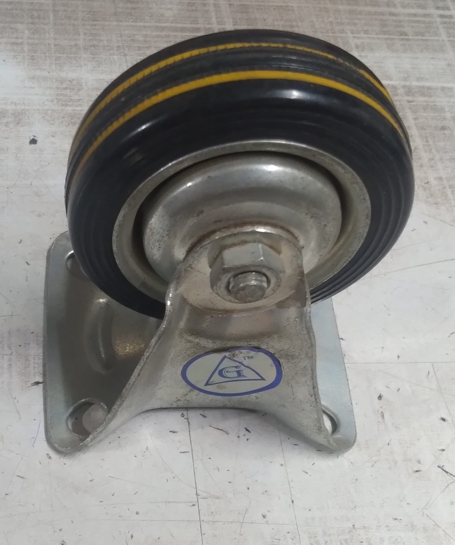 Rubber Caster wheel 3 inch chrome plated metal bracket (Swivel)