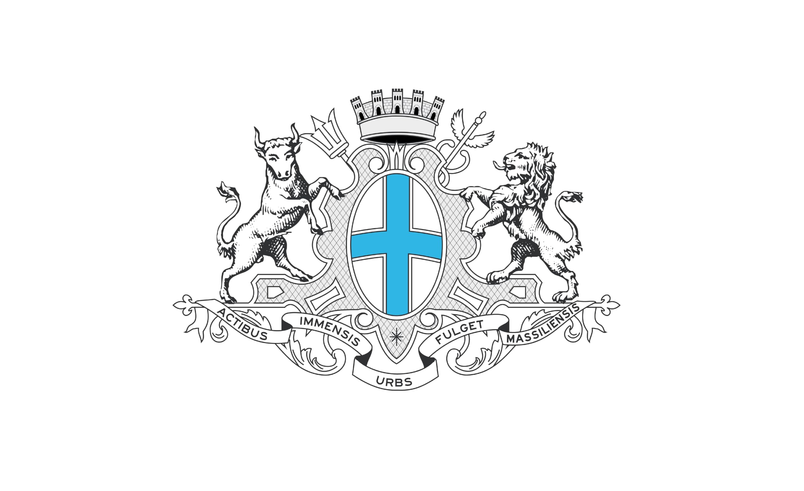 Drapeau de Marseille - Drapeau de la ville de Marseille - France Marine Flag / 150 x 90 cm