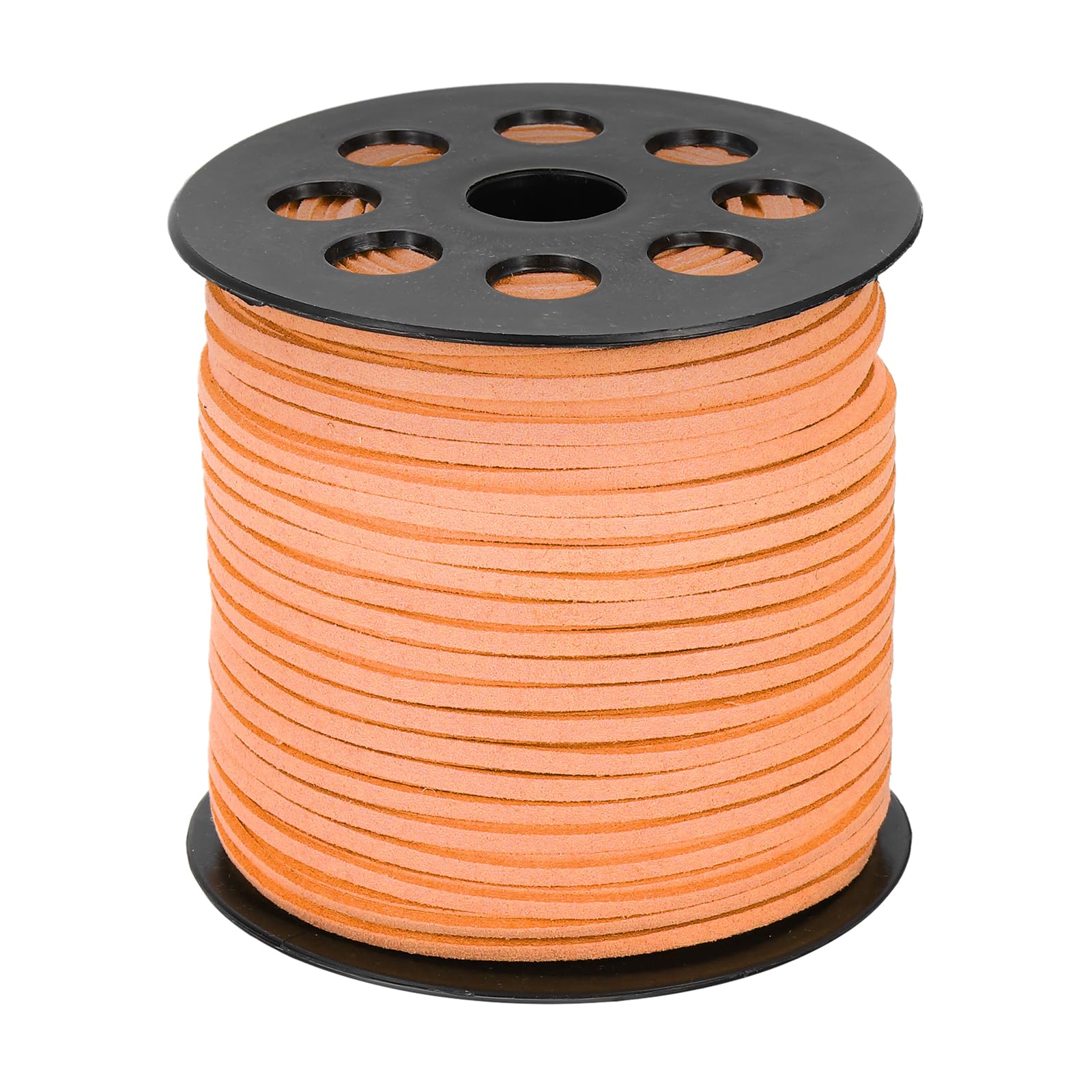 sourcing map 98 Yards x 0.1"(2.6mm) Faux Leather Cord, Flat Suede Cord Leather Strip Braiding String Lace for Jewelry Making Bracelet Necklace Beading Making DIY Crafts, Orange Pink