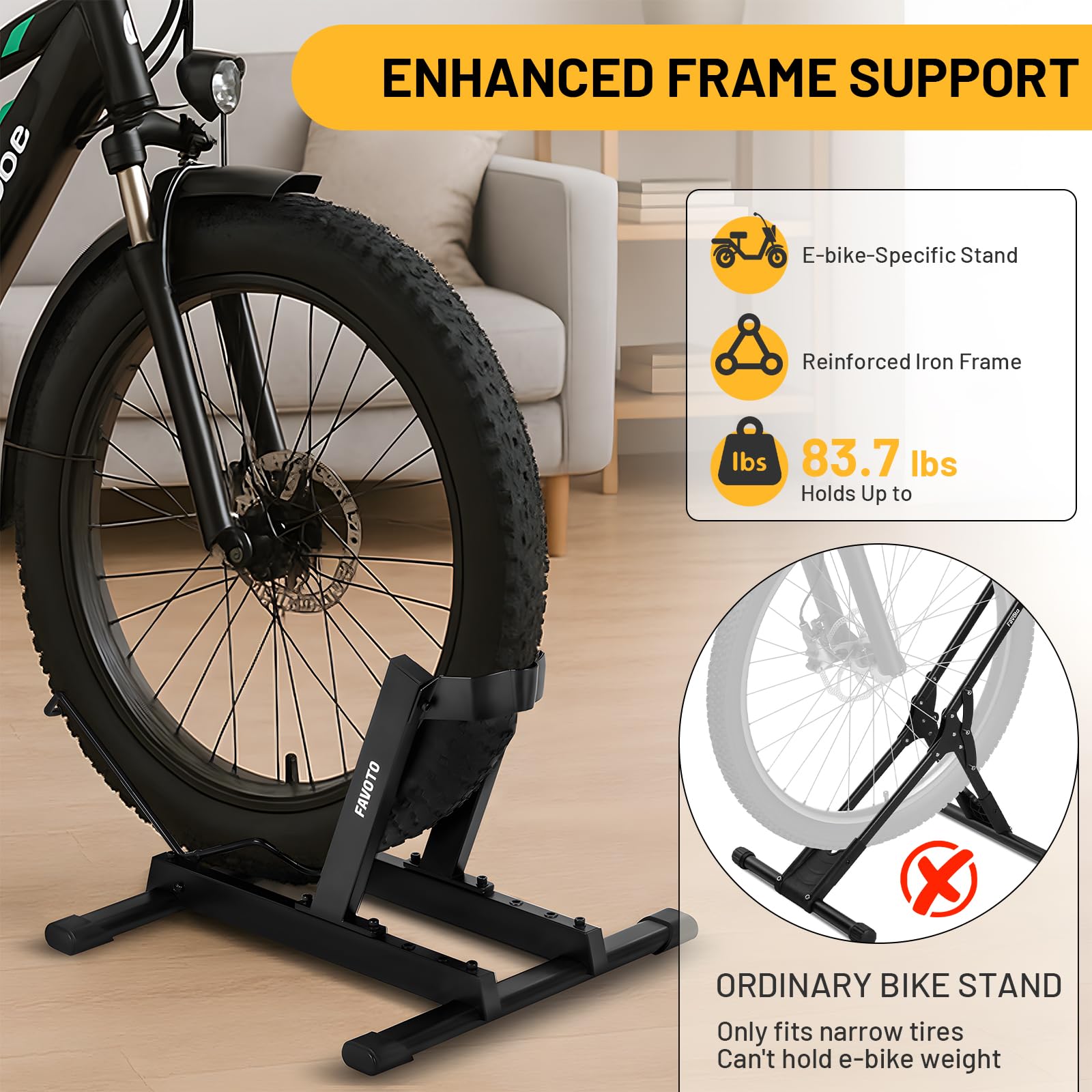 Favoto E-bike Fahrradständer Rennrad Fahrradhalter - fahrradständer Boden für Elektrofahrräder und Fahrräder 20-29 Zoll Maximalgewicht 38kg