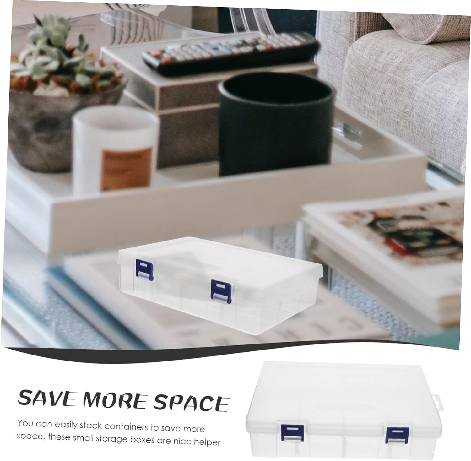 2pcs Plastic Organizer Box for Craft Supplies, Stackable with Lid