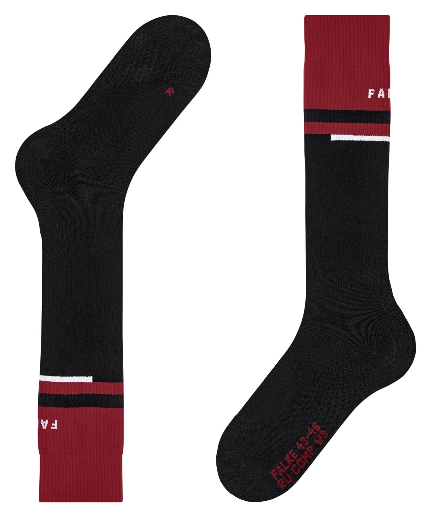 FALKE Mężczyźni Skarpety do biegania RU Compression Energy M Kh materiał funkcyjny kompresyjne 1 Para, Czarny Black 3008 - Obwód łydki W3, 39-42 W3