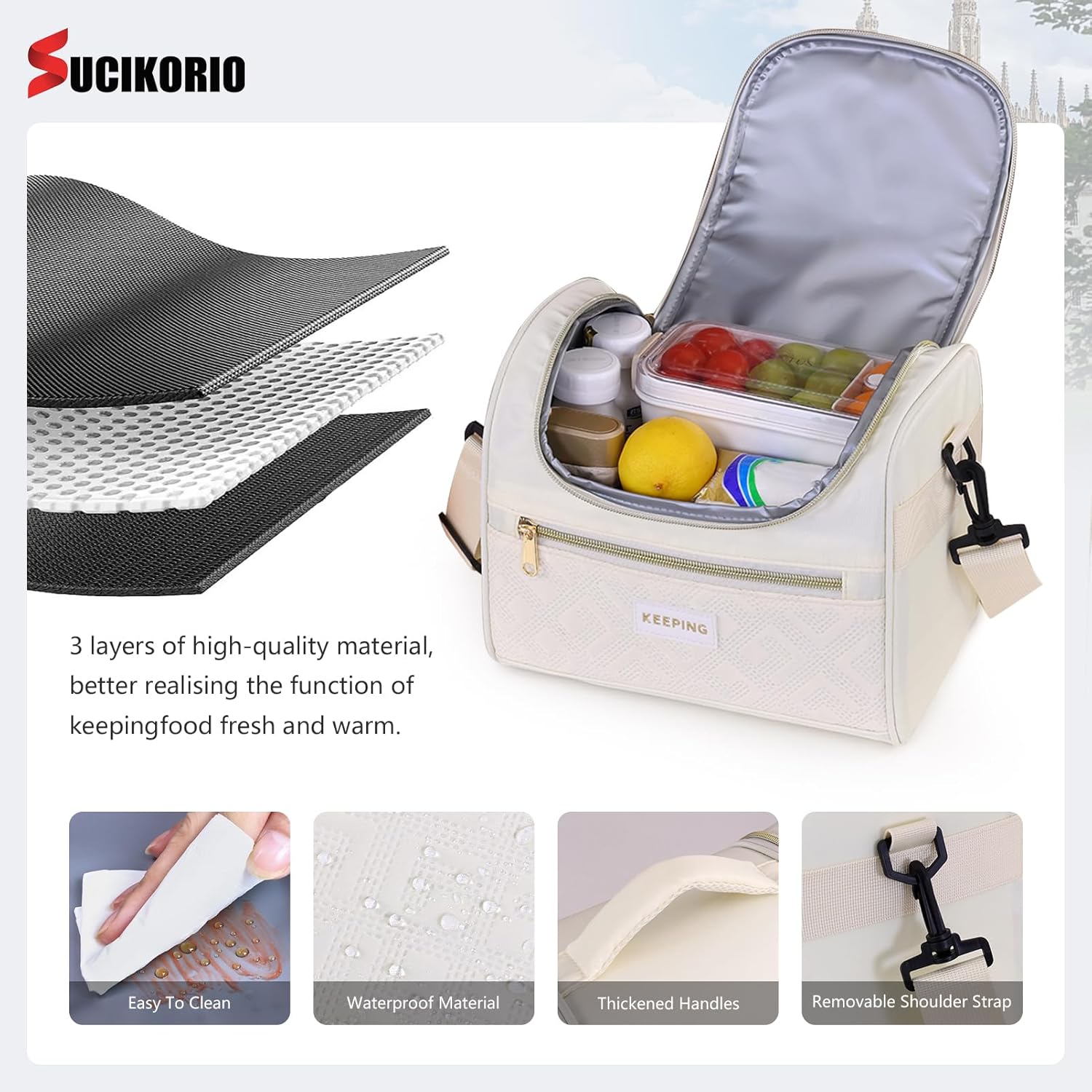 Rolling Laptop Bag 17.3 Inch With Insulated Lunch Bag 3 IN 1 Waterproof Rolling Briefcase With Wheels for Women - Image 4