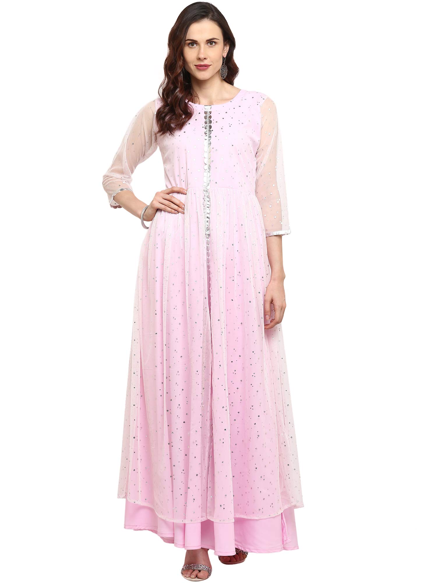 Ahalyaa Women's Crepe Foil Print Kurta (AHKUNTFPDS-681)