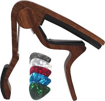 Guitar Capo for Acoustic and Electric Guitars,Capo for Electric Guitar and Acoustic Guitar,Capo for Acoustic Guitar 6 String,Guitar Accessories with Guitar Tuner, brown-2