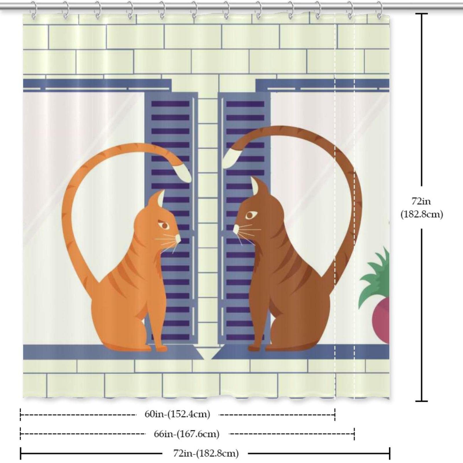 Niedlicher Katzenduschvorhang – Wasserdicht, 168x183 Cm, Mit Lustigem Kätzchen-Motiv & Metallösen | Moderner Badezimmer-Deko-Stoff