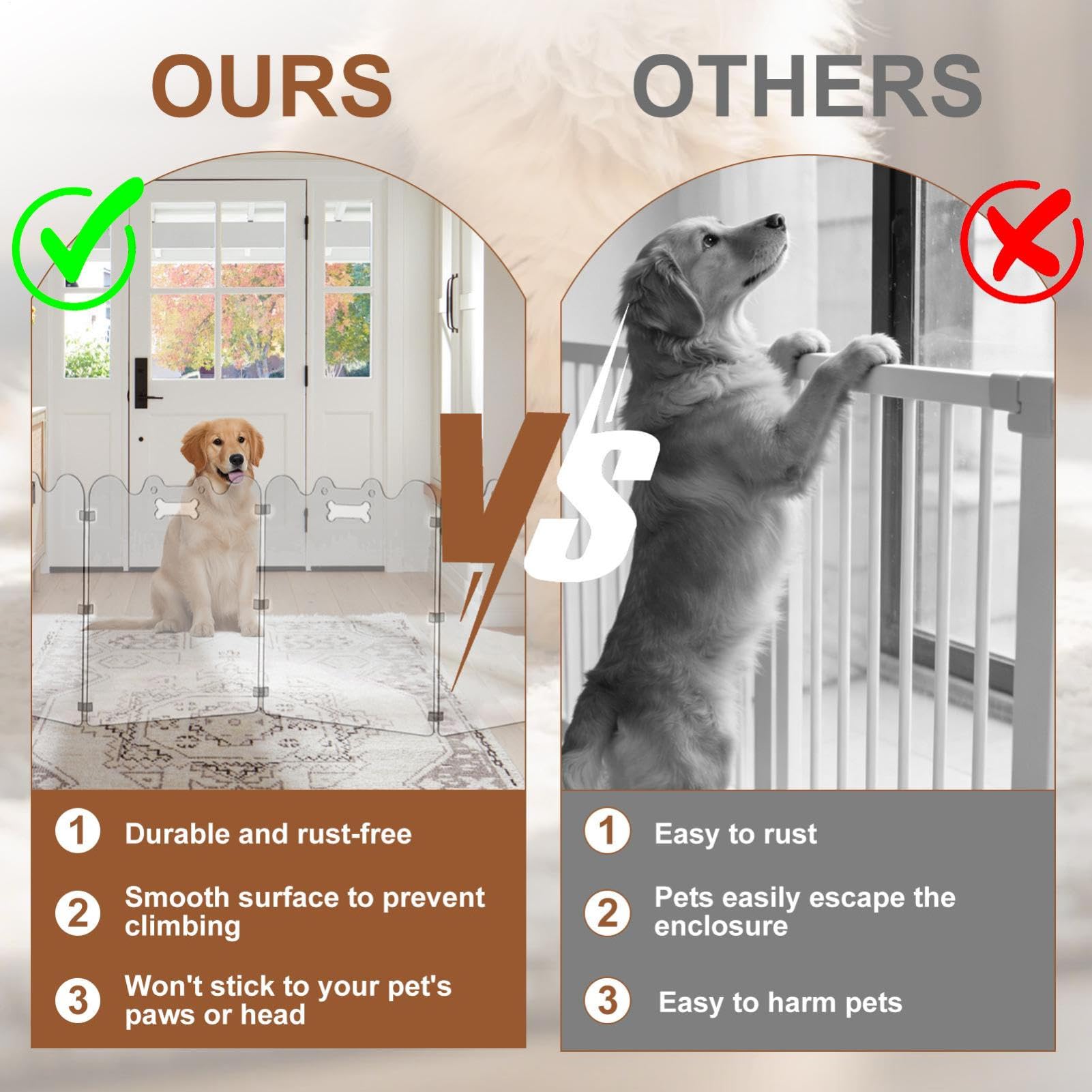 Rejilla transparente plegable para mascotas, 4 o 6 paneles, rejilla para perros plegable de acrílico con asas de transporte, barrera transparente, para puertas, escaleras interiores, pasillos