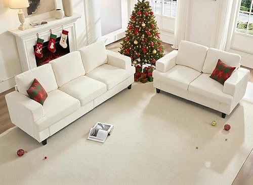 Miniatura 16 de Mjkone Juego de sofá modular de 3 piezas de 82 pulgadas de ancho y sofá biplaza con sillón para sala de estar, juegos de sofás modulares de 3 plazas