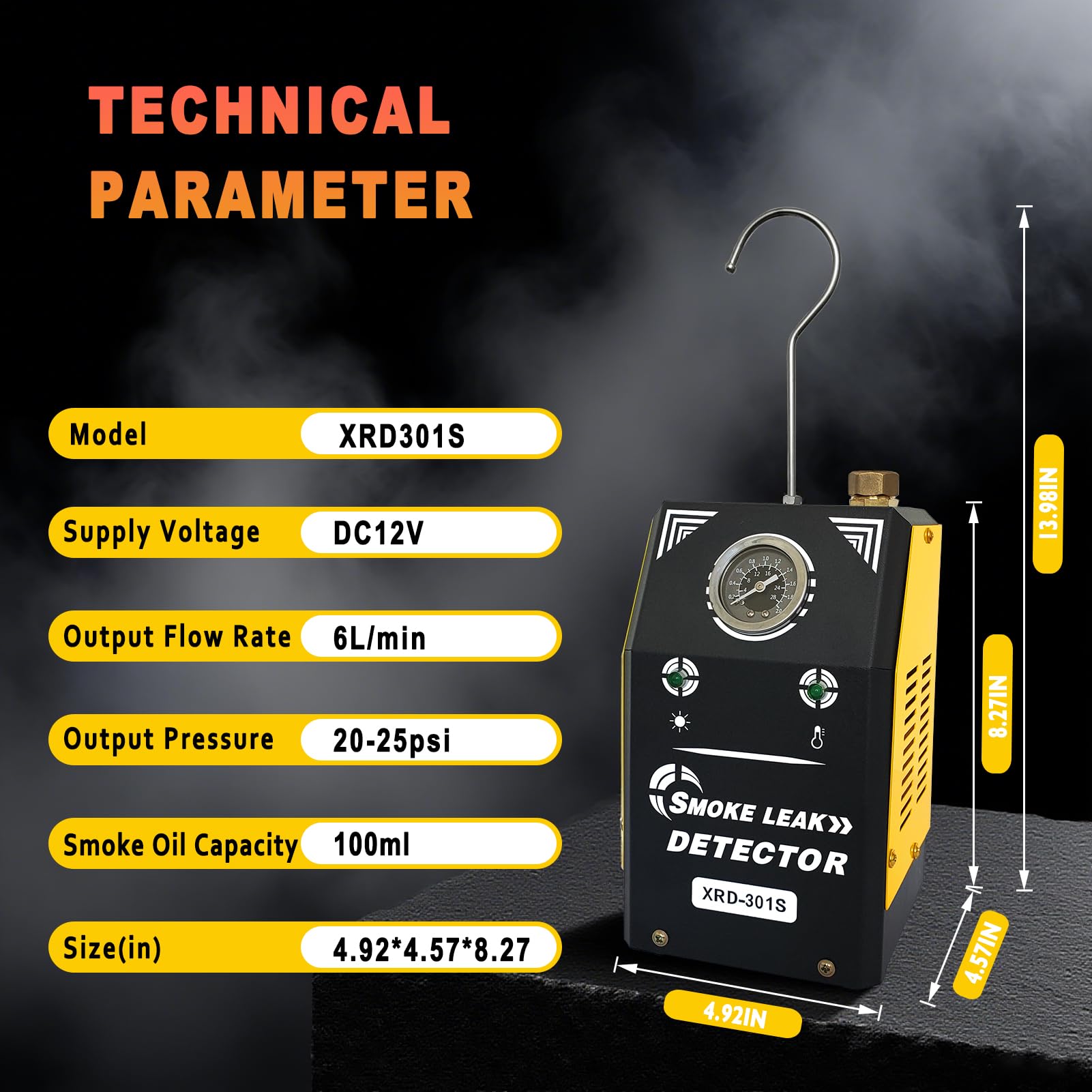 Smoke Machine Automotive with Built-in Air Pump and Pressure Gauge, Automotive Smoke Machine - 12V DC EVAP Smoke Machine for 12V Cars, Motorcycles, Trucks, Boats, ATVs
