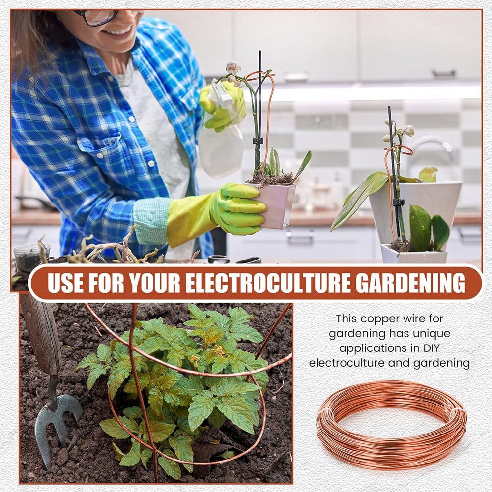 Malloy Alambre de Cobre Puro de Calibre 8 de 100 Pies para Fabricación de Joyas, Manualidades y Jardinería con Electrocultivo