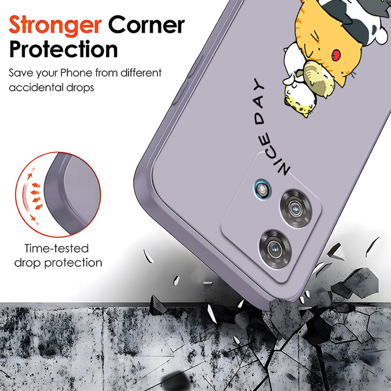 Coque Silicone Souple Pour Motorola Edge 40 - Motif Chat/tigre Mignon - Protection Anti-choc Et Anti-rayure - Noir