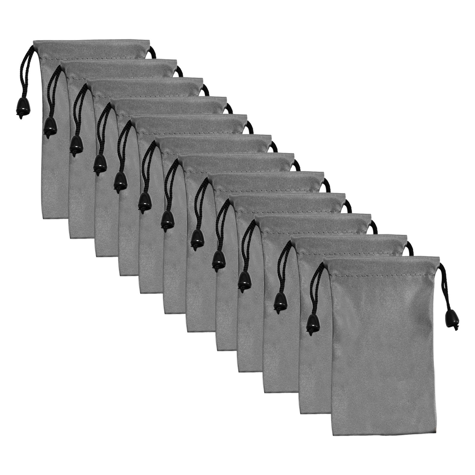 Drawstring Bags Set Small Grey Waterproof Storage Bag Cloth Bag and Ditty Pouch Wrap Storage Bags Pouches,12 Pcs (11x18CM)