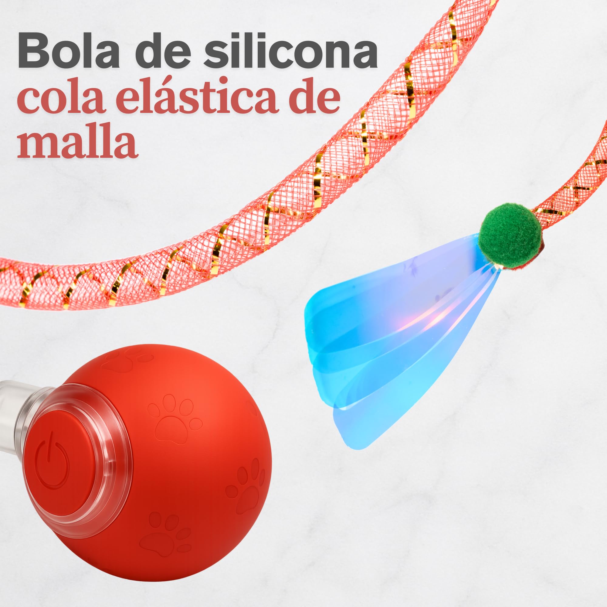 Juguete Interactivo Gato + 2 Colas de Recambio + Cable USB-C | Juguetes para Gatos Interactivo | Juguetes Gatos