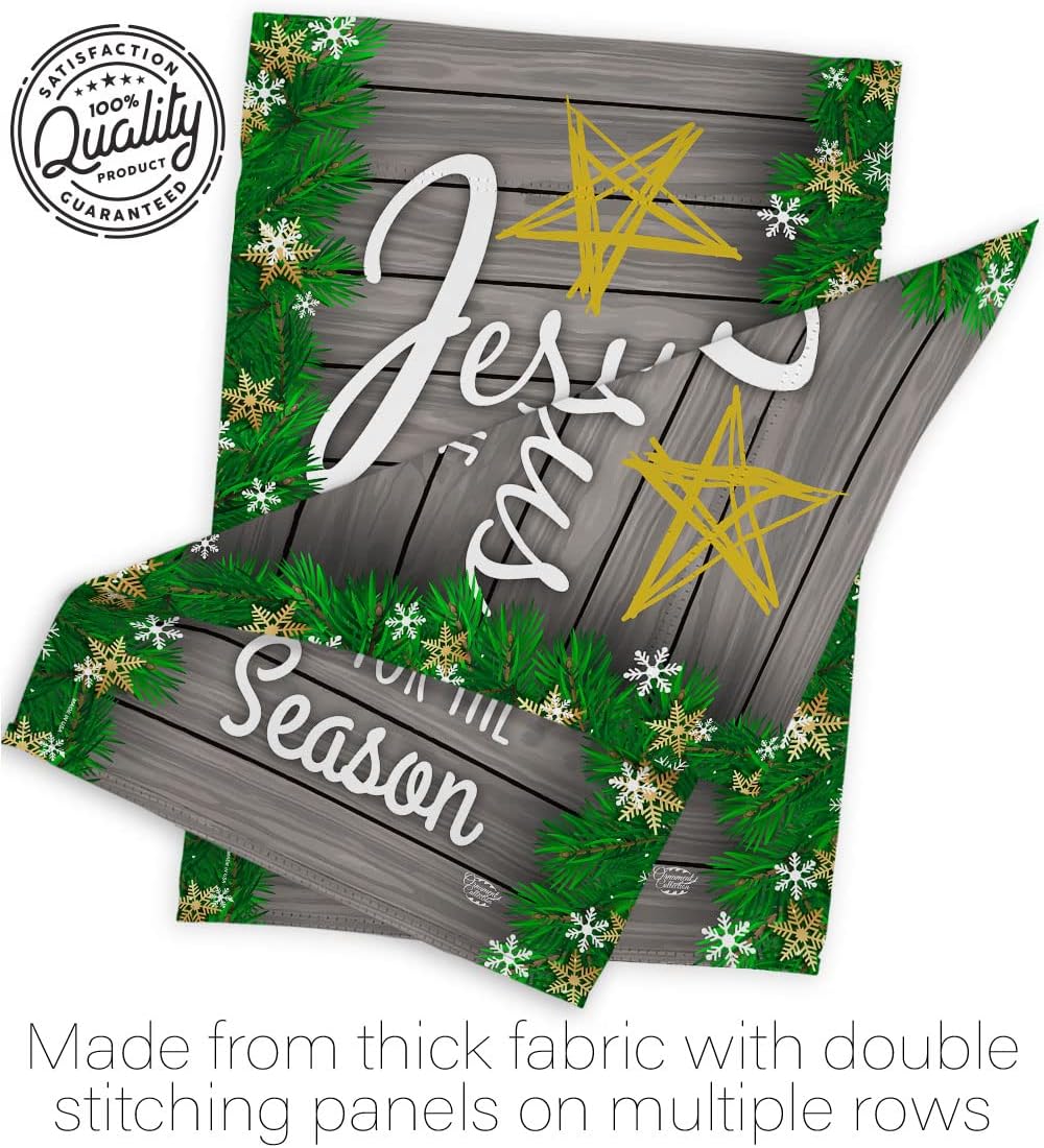 Jesus is the Reason for Season Garden Flag - Winter Nativity Three King Religious Holy Family Wintertime Christian - House Decoration Banner Small Yard Gift Double-Sided Made In USA 13 X 18.5