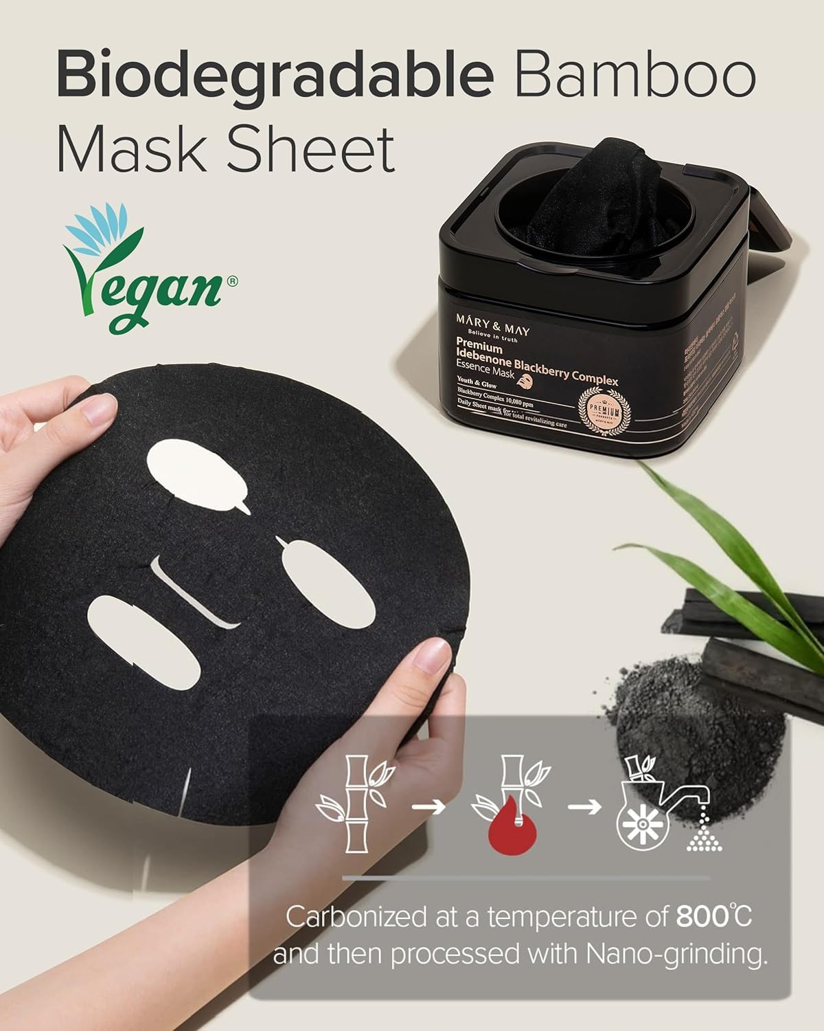Mary&May Masque Essence Premium à l’Idébénone et à la Mûre | Masque Visage Coréen Anti-Âge à Distributeur Rapide | Vitamine C, Panthénol et Céramide, 20 Feuilles/250g
