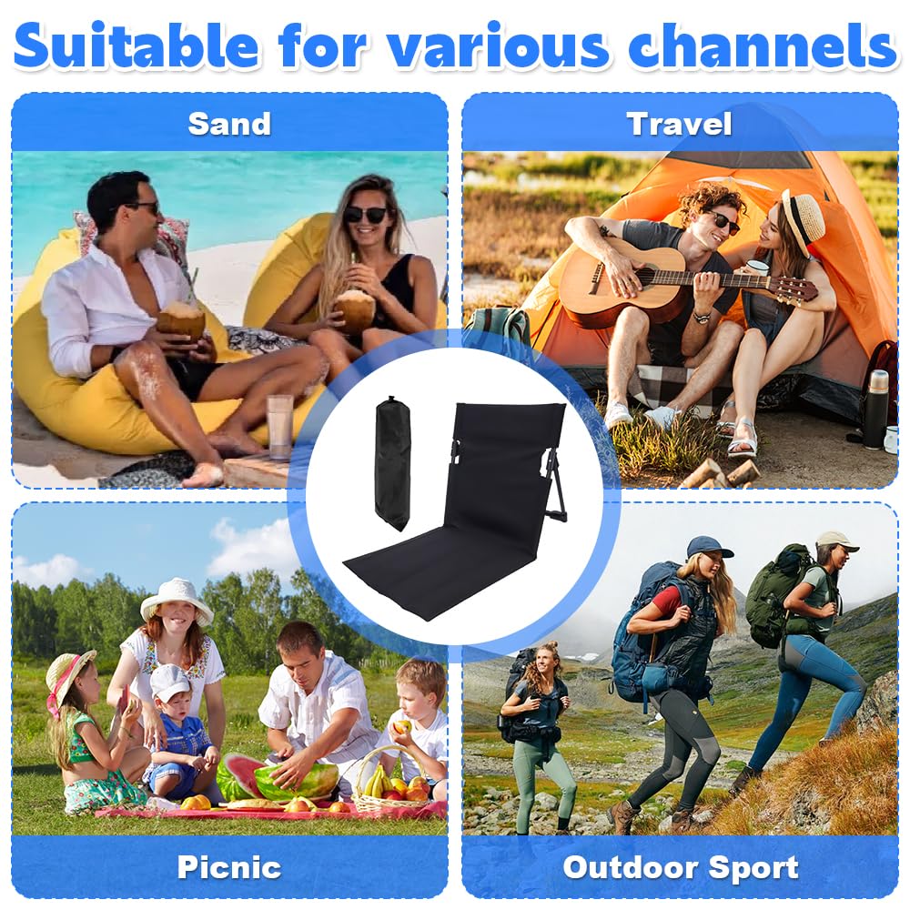 Sterilla De Playa con Respaldo, Esterilla De Playa Plegable, Tejido Oxford Esterilla Plegable Playa con Funda de Transporte, Respaldo Playa para Camping Pesca Barbacoas Senderismo Playa Jardín