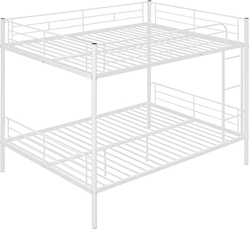 Miniatura 5 de Harper & Bright Designs Litera de metal completo sobre tamaño matrimonial para adultos, marco de cama de metal resistente con escalera y correas de