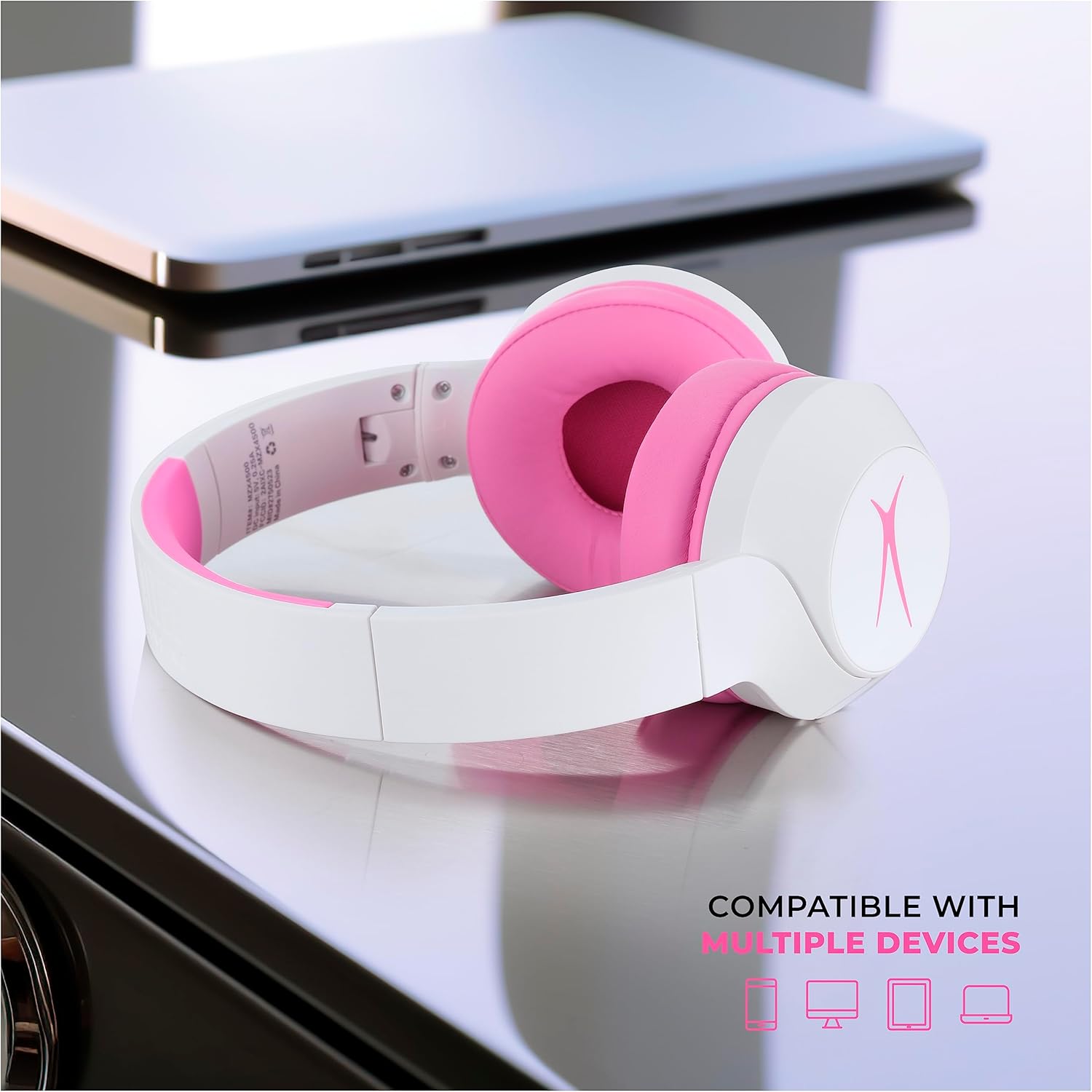 Altec Lansing Kid Safe Noise Cancelling Wireless Headphones 15H Battery, 85dB Volume Limit, Foldable Design Powerful Sound, Active Noise Cancellation Perfect for Kids Ages 7+ (Whiteout Pop Pink) - Image 5