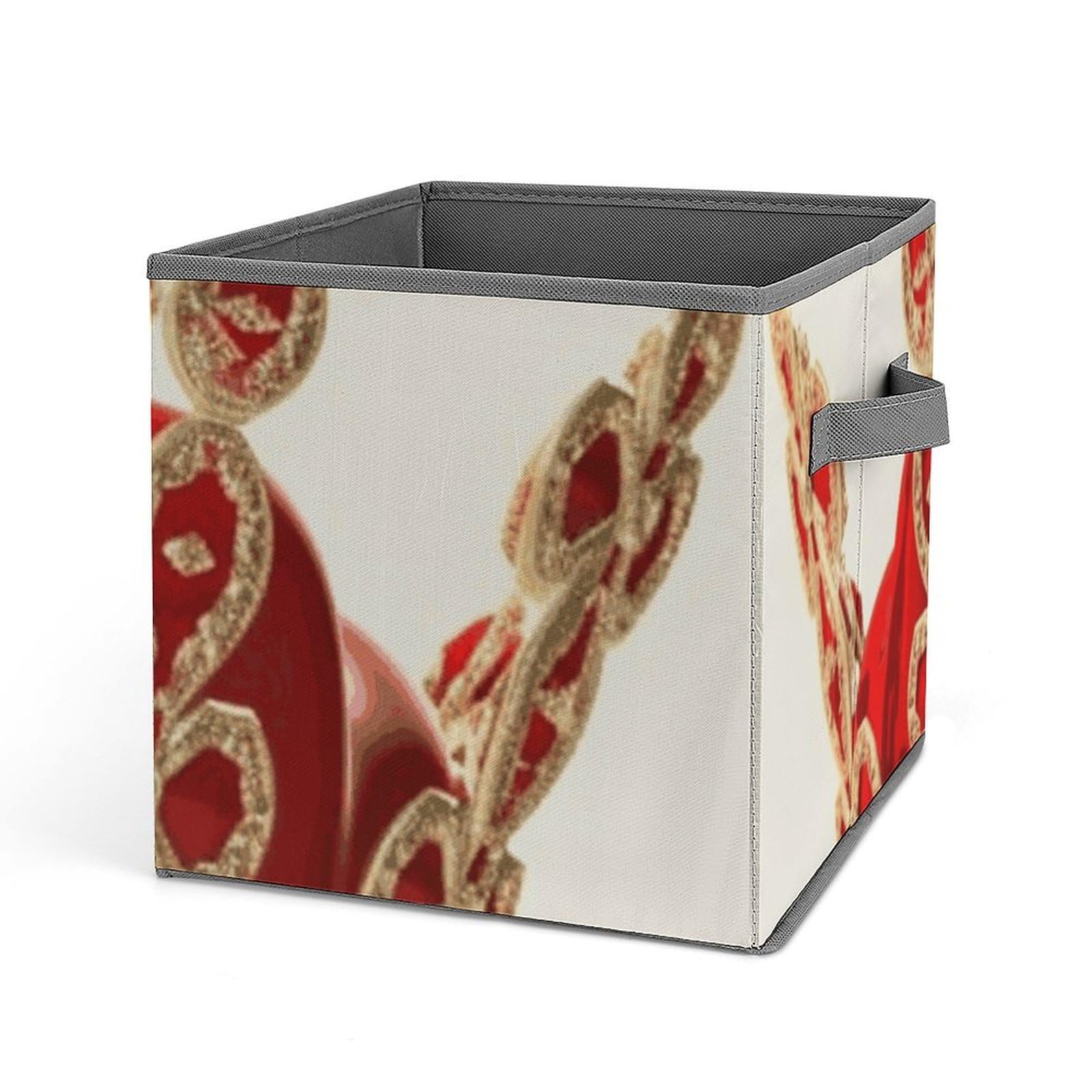 Khauerbc Style Red Crown Fabric Bins With Double Handles.storage Basket Is Cube Collapsible Organizers.square Baskets For Organization, Closet, Shelves, Offices, Toys.