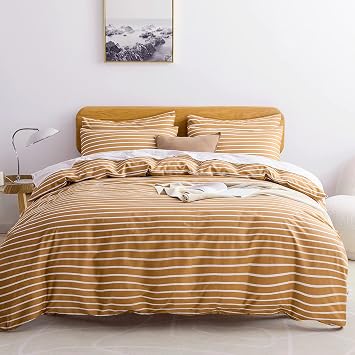 JELLYMONI Queen Duvet Cover Set, Cotton Duvet Cover 3 Pieces with Zipper Closure, 1 Duvet Cover and 2 Pillowcases(Rust with W