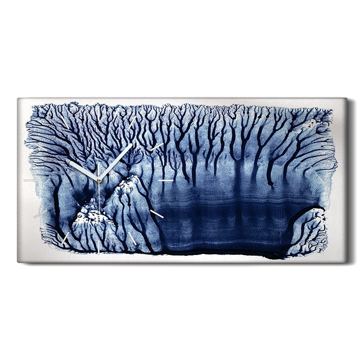 Horloge sur Toile Arbres Aquarelle 60x30 cm Décoration Murale de Salon Chambre
