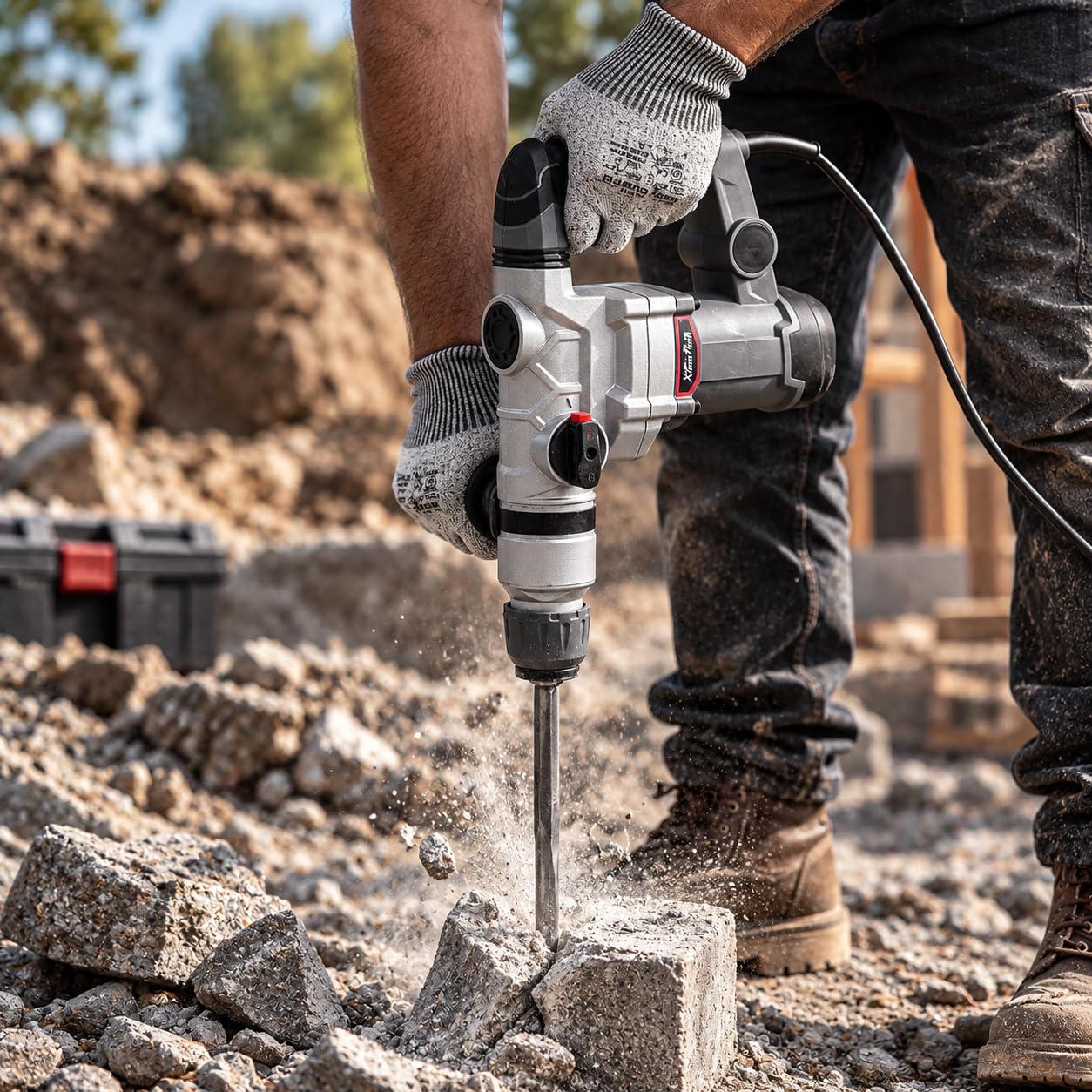 XtremepowerUS 1200W Rotary Hammer - Demolish & Drill! -4