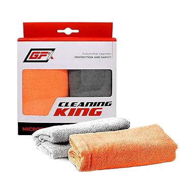 GFX Microfiber 300GSM Cleaning Cloth (40x80) Grey & Orange (Set of 2 Pcs.)
