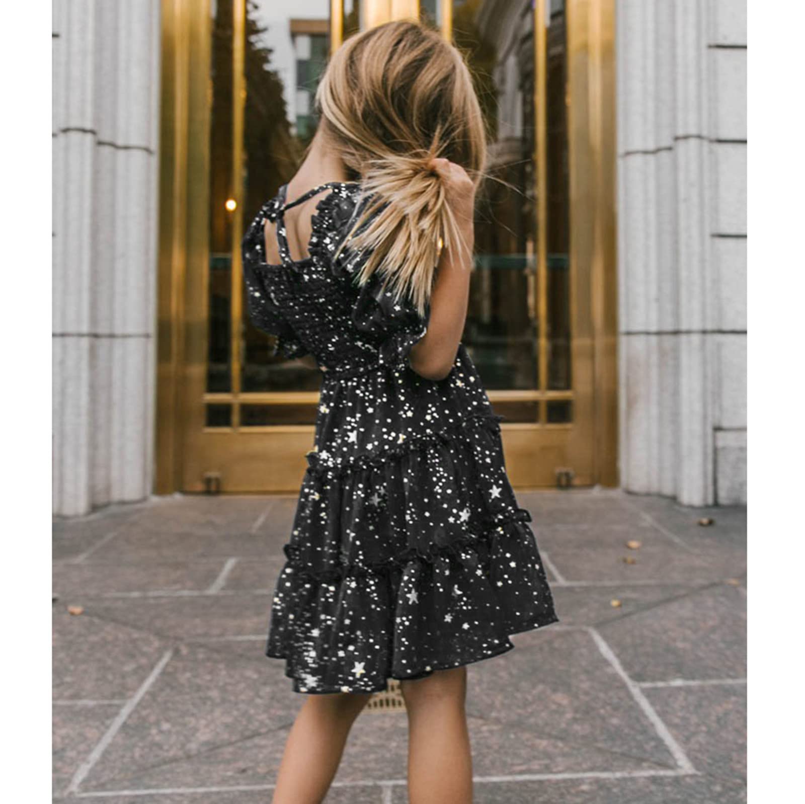 Amazon.com: Kids Baby Little Girls Summer Puff Sleeve Floral Backless  Princess Dress Ruffle Casual Summer Dresses (Black, 11 Years) : Clothing,  Shoes \u0026 Jewelry
