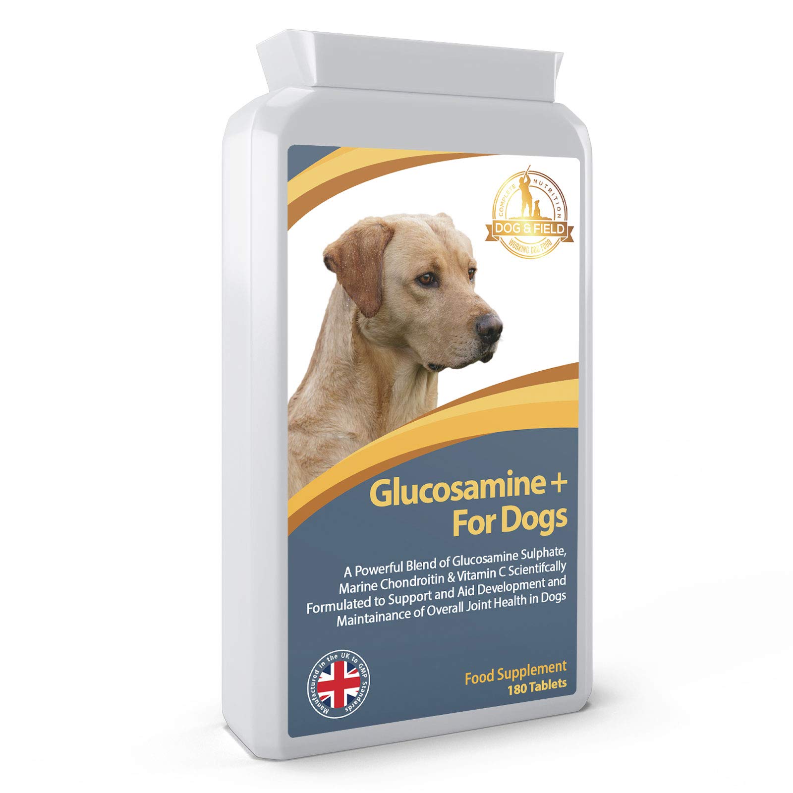 Dog & Field Glucosamine+ Chondroitin Complex For Dogs(180 Tablets) - Joint Care For Dogs. Contains Glucosamine Sulphate, Vitamin C, And Chondroitin. Encouraging The Growth Of Cartilage, Hair & Nails