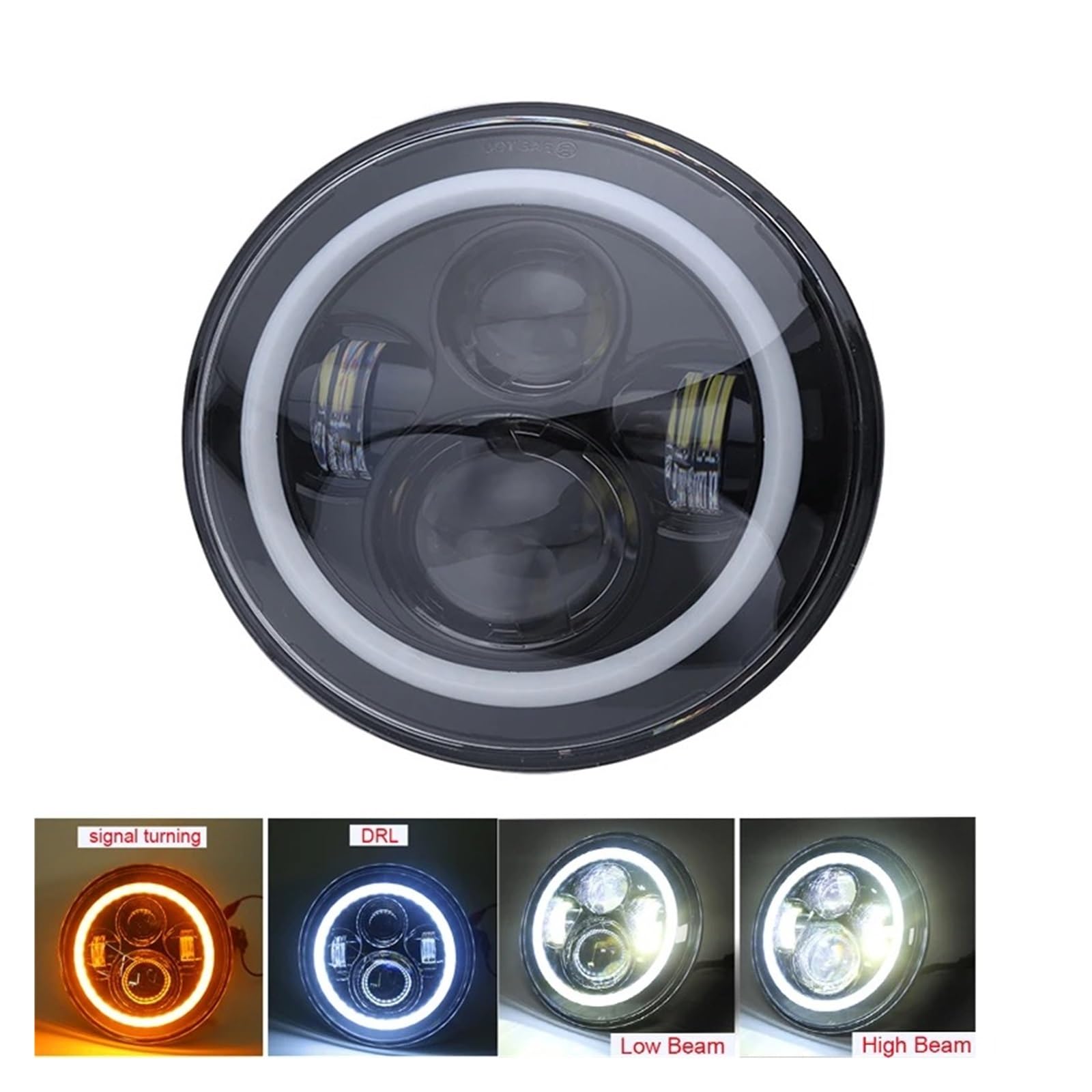 Phares pour Lada 4x4 pour Urbain pour Niva 7 "Phare LED Voiture 7 Pouces H4 Phares LED Angel Eyes Phare(1pcs A)