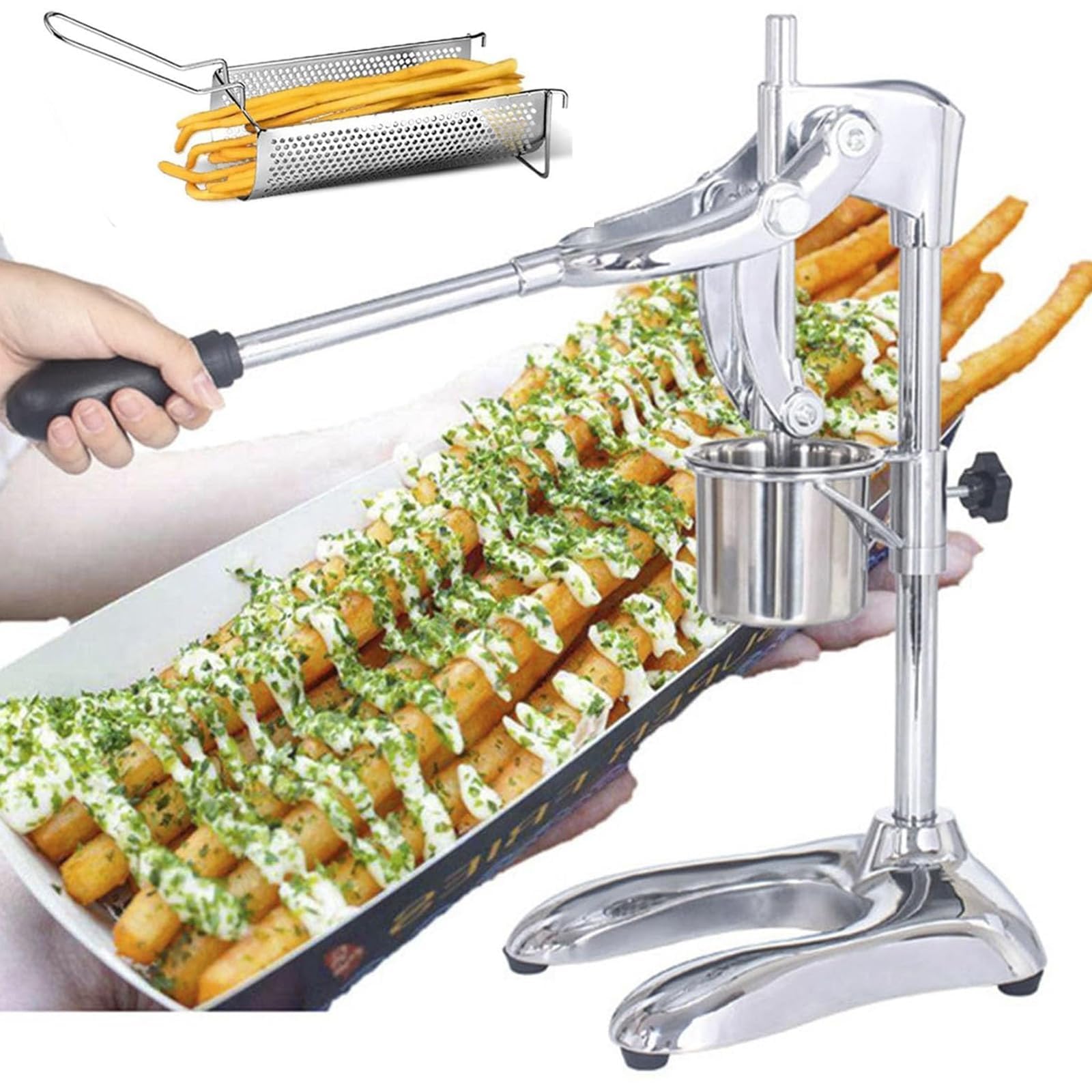 Trancheuse de pommes de terre commerciale pour frites – Coupe-frites professionnel pour restaurant, pressée uniformément sur de longues bandes